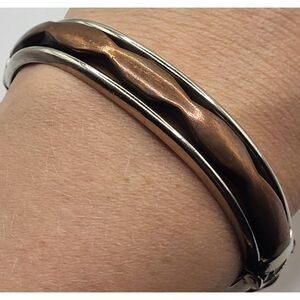 Estate Copper Silver Hinged Bracelet 2.4in